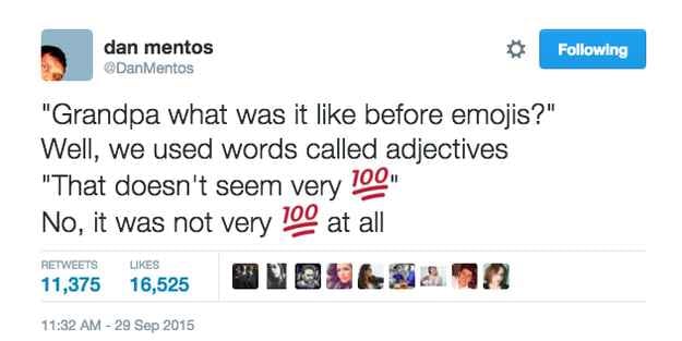 Emojis as adjectives - @DanMentos Tweet.