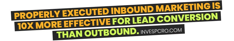 Properly executed inbound marketing is 10x more effective for lead conversion than outbound