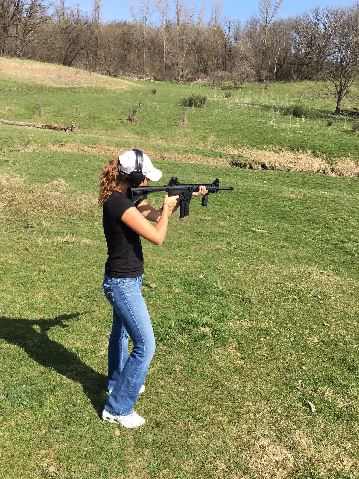 Jenna practicing rifle shooting.